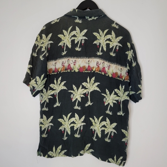Bermuda cruz men's tropical Hawaiian hula girl Palm tree button front sh… - Picture 2 of 8